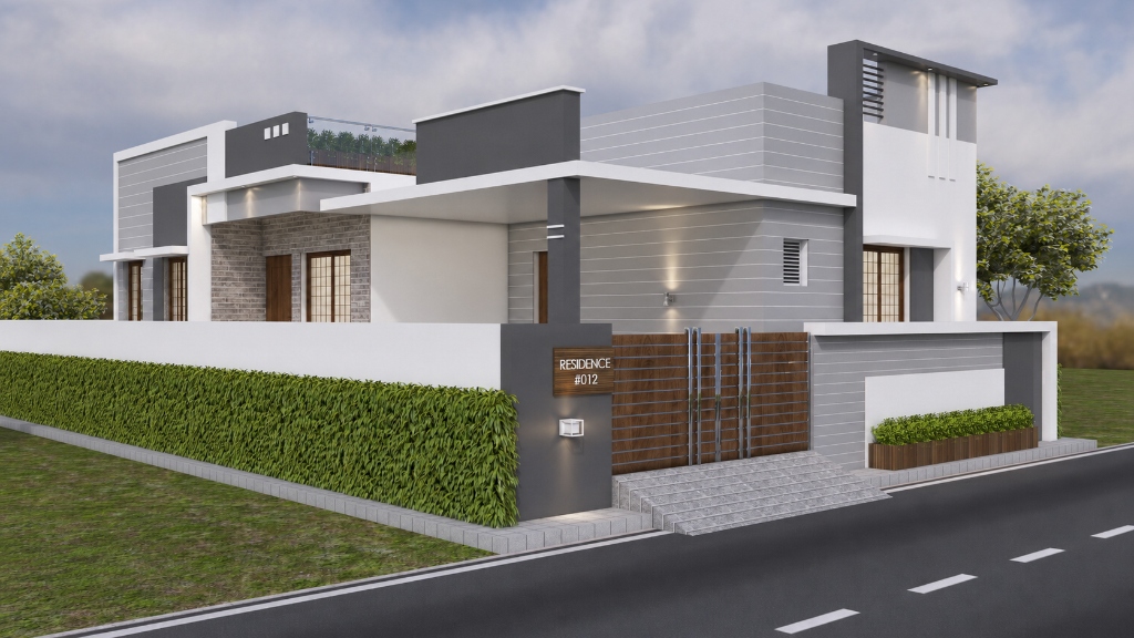 Featured Modern Luxury Residence 3D Architectural Elevation by Shri Vel Muruga Engineers